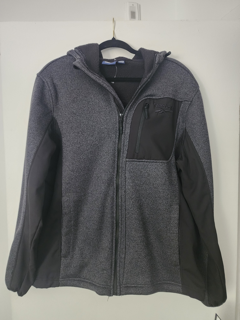 Reebok Men's Gray Full-Zip Hooded Jacket